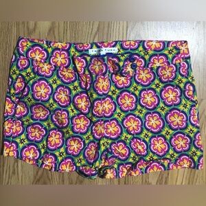 Trina Turk Women's Vibrant Floral Shorts - Pink, Yellow Blue Flat Front Size 8